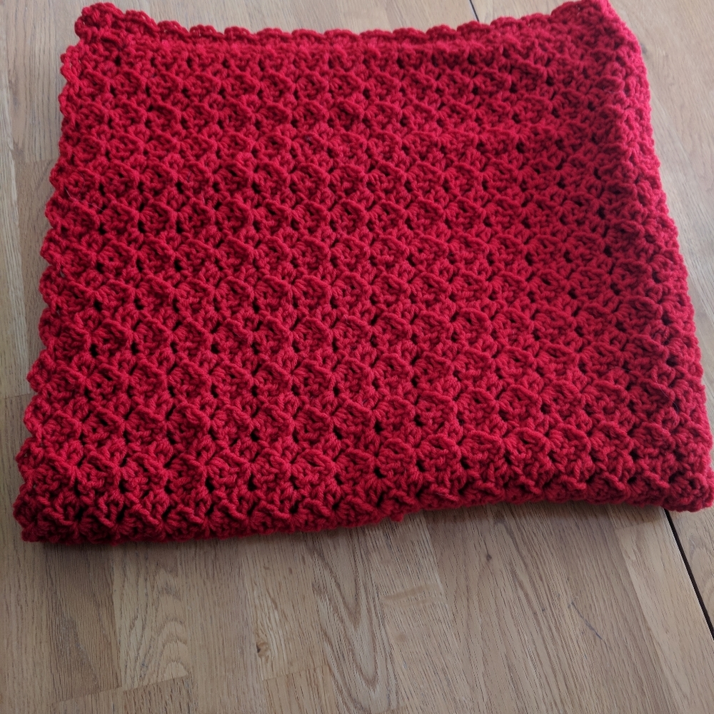Handmade Baby red crocheted blanket  New